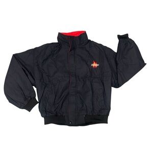 Vintage Zippo Black Bomber Jacket / vintage XXL but fits as modern Small Baggy